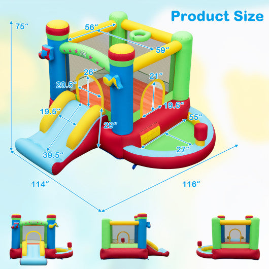 Inflatable Bounce House Kids Music-Themed Castle Sound Interaction Inflatable Bouncer without Blower