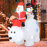 6 Ft Christmas Inflatable with Lights Animated Santa Penguin and Snowman
