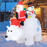 6 Ft Christmas Inflatable with Lights Animated Santa Penguin and Snowman