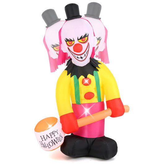 5.9 x 7.9 FT Inflatable Halloween Head Turning Clown with Hammer and Flashing Eyes