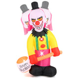 5.9 x 7.9 FT Inflatable Halloween Head Turning Clown with Hammer and Flashing Eyes