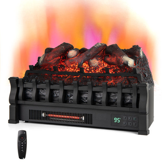 Infrared Quartz Electric Fireplace with Adjustable 3D Flame Colors and Overheat Protection-Black