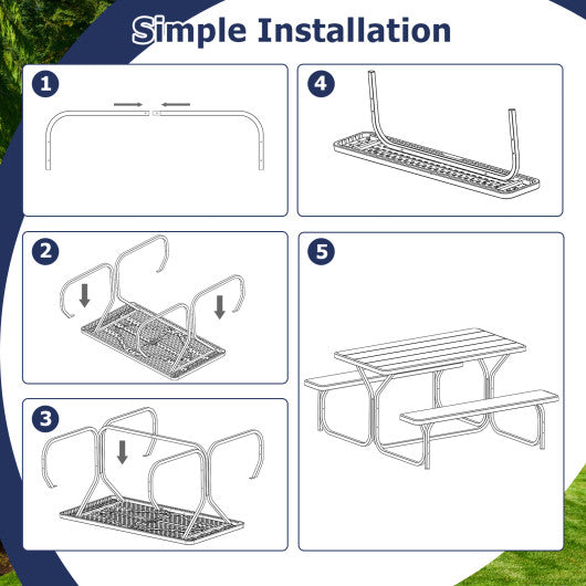 Picnic Table Bench Set for Outdoor Camping -White