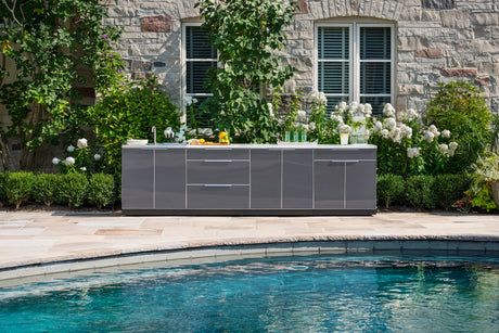 Outdoor Kitchen Aluminum 2 Piece Cabinet Set with 3-Drawer and 2-Door Cabinet