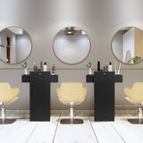 Salon Station Storage Cabinet with 6 Hair Dryer Holders for Hair Stylist-Black