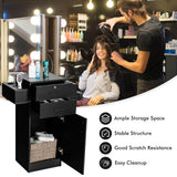 Salon Station Storage Cabinet with 6 Hair Dryer Holders for Hair Stylist-Black