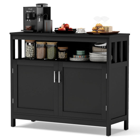Kitchen Buffet Server Sideboard Storage Cabinet with 2 Doors and Shelf-Black
