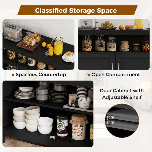 Kitchen Buffet Server Sideboard Storage Cabinet with 2 Doors and Shelf-Black