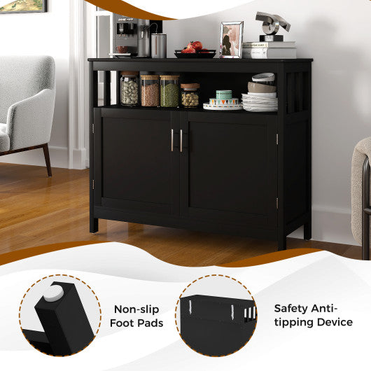 Kitchen Buffet Server Sideboard Storage Cabinet with 2 Doors and Shelf-Black