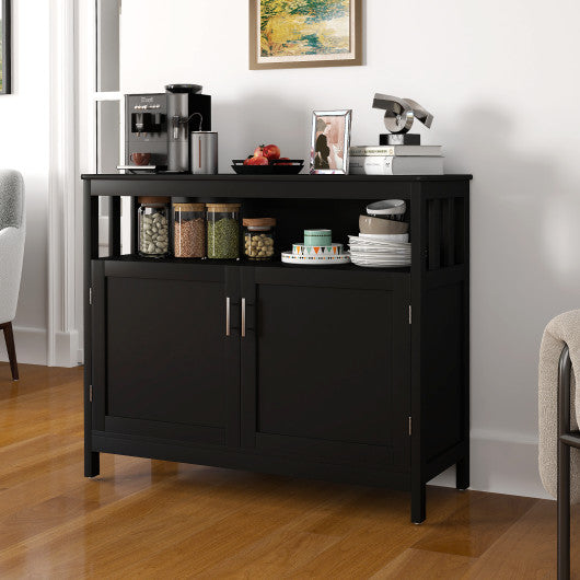 Kitchen Buffet Server Sideboard Storage Cabinet with 2 Doors and Shelf-Black