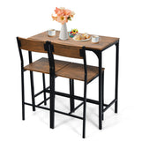 3 Pieces Bar Table Set with 2 Stools-Black