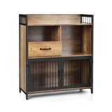 Buffet Cabinet with Drawer and Wood Storage Shelf for Kitchen-Rustic Brown