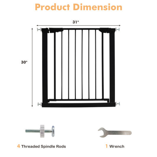 30-32.5 Inch Wide Safety Gate with 30 Inch Scientific Height-Black