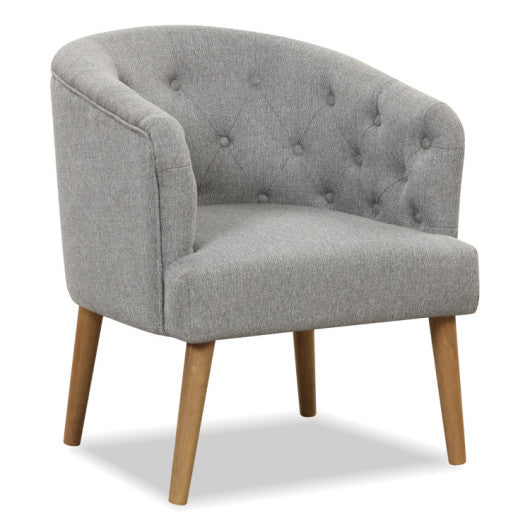 Upholstered Tub Chair with Solid Rubber Wood Legs and Adjustable Foot Pads for Living Room-Gray
