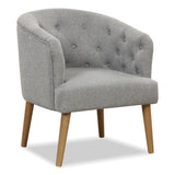 Upholstered Tub Chair with Solid Rubber Wood Legs and Adjustable Foot Pads for Living Room-Gray