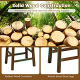 Faux PU Leather Bar Height Stools Set of 2 with Woven Curved Seat-25 Inches