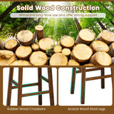 Faux PU Leather Bar Height Stools Set of 2 with Woven Curved Seat-29 Inches