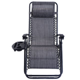 Outdoor Folding Zero Gravity Reclining Lounge Chair with Utility Tray-Gray