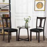 Set of 2 Dining Room Chair with Rubber Wood Frame and Upholstered Padded Seat-Coffee