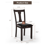 Set of 2 Dining Room Chair with Rubber Wood Frame and Upholstered Padded Seat-Coffee