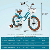 16 Inch Kids Bike with Front Handbrake and 2 Training Wheels-Turquoise