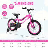 16 Inch LED Lighted Kids Bike with Training Wheels and Headlight for Ages 4-7 Years-16 inches