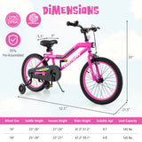 18 Inch LED Lighted Kids Bike with Training Wheels and Headlight for Ages 4-8 Years-18 inches