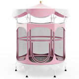 64 Inch Kids Trampoline with Detachable Canopy and Safety Enclosure Net-Pink