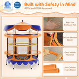 64 Inch Kids Trampoline with Detachable Canopy and Safety Enclosure Net-Orange