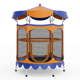 64 Inch Kids Trampoline with Detachable Canopy and Safety Enclosure Net-Orange