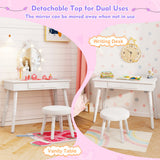 Kids Vanity Set with Lighted Mirror with Adjustable Brightness and Large Drawer-White