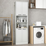 75 Inch Kitchen Pantry Cabinet Tall Cupboard with Doors and Shelves-White Oak