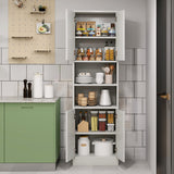 75 Inch Kitchen Pantry Cabinet Tall Cupboard with Doors and Shelves-White Oak