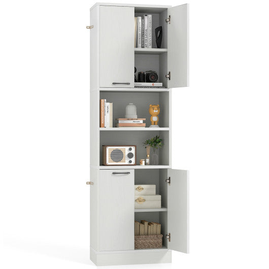 75 Inch Kitchen Pantry Cabinet Tall Cupboard with Doors and Shelves-White Oak