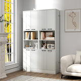 75 Inch Kitchen Pantry Cabinet Tall Cupboard with Doors and Shelves-White Oak