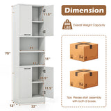 75 Inch Kitchen Pantry Cabinet Tall Cupboard with Doors and Shelves-White Oak