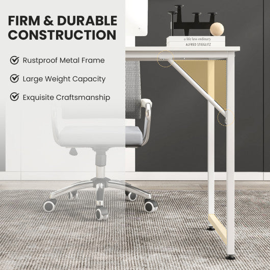 L Shaped Computer Desk and Writing Workstation for Home and Office-White