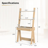 Ladder Shelf Desk Bookcase with Countertop  Drawer and 2 Shelves-Natural