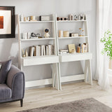 Ladder Shelf Desk with Countertop Drawer and Anti-Toppling Device-Oak