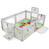 Large Baby Playpen with Mat and Ocean Balls-Light gray