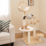 4-in-1 Large Wooden Cat Tower with Space Capsule Nest for Indoor Cats