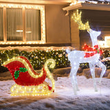 LED Lighted Christmas Reindeer and Santas Sleigh