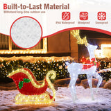 LED Lighted Christmas Reindeer and Santas Sleigh