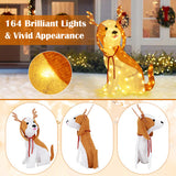 Lighted Christmas Dog with LED Lights Ground Stakes and Cable Tiers