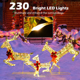 3-Piece Lighted Christmas Reindeer Family with LED Lights and Bows