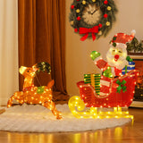 Lighted Christmas Santa on Sleigh with Reindeer and LED Lights