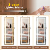 42.5 Inches Lockable Jewelry Mirror Wall Cabinet with 3-Color LED Lights-Rustic Brown