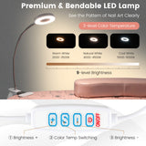 Manicure Nail Table with Bendable USB-plug LED Table Lamp-Pink