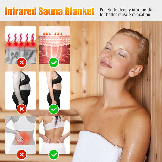 Infrared Sauna Blanket for Home Use with Arm Sleeves Wraps and Carry Bag-Black