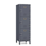 Metal Storage Locker with 3 Lockable Doors and Adjustable Feet